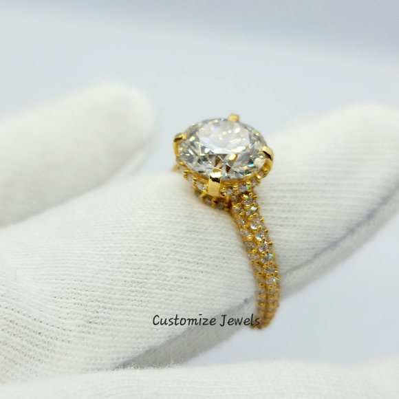 IGI 3.70 CT Round Lab Created Diamond Engagement Ring In 14k Gold,G-VS1,Ex - Picture 5 of 10